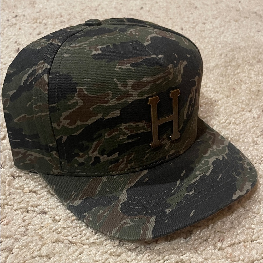 Huf Tiger Camo Leather Strapback Hat Customade Headwear